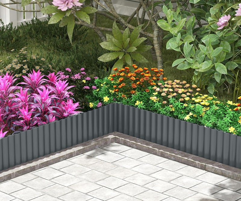 RRG Metal Garden Edging Border, Corrugated Steel Landscaping, DIY for Lawn (Black, 8 Inch x 20FT) - Image 2